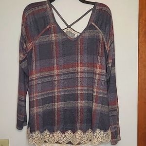 NWT Maurices flannel look sweater L